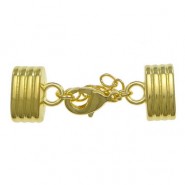 Metal Endkap set 12x6mm with extension chain and lobster clasp Gold